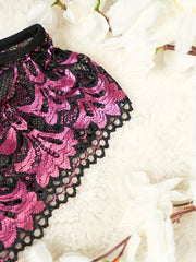 3 Pack Plus Size Sexy Panties Set Rhinestone Heart Ring Floral Lace Briefs