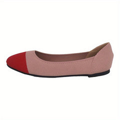 Colorblock Knitted Flat Shoes Almond Toe Soft Sole Comfortable Flats