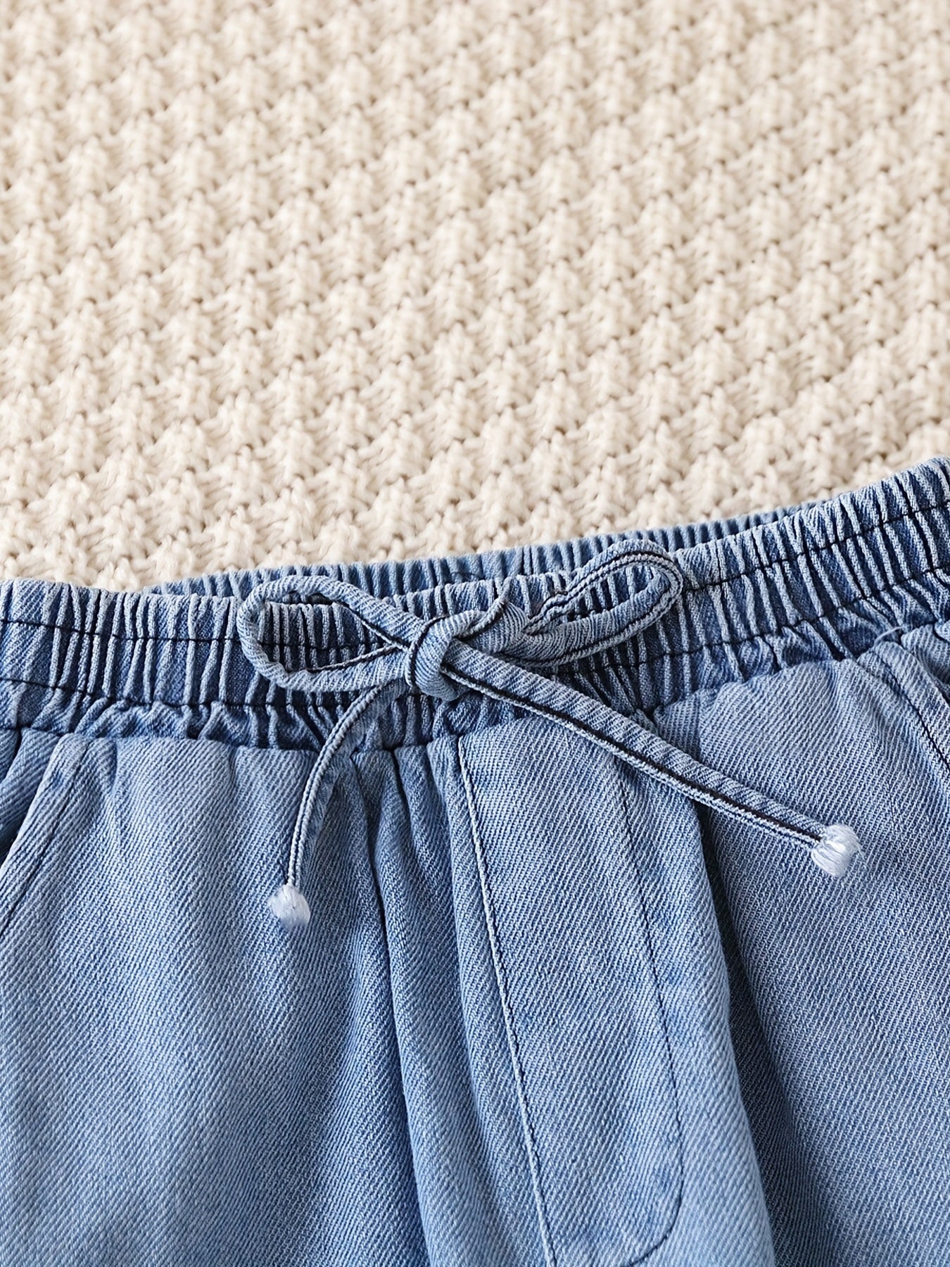 Girls Casual Cargo Denim Pants With Pockets Summer Kids Clothes