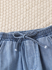 Girls Casual Cargo Denim Pants With Pockets Summer Kids Clothes