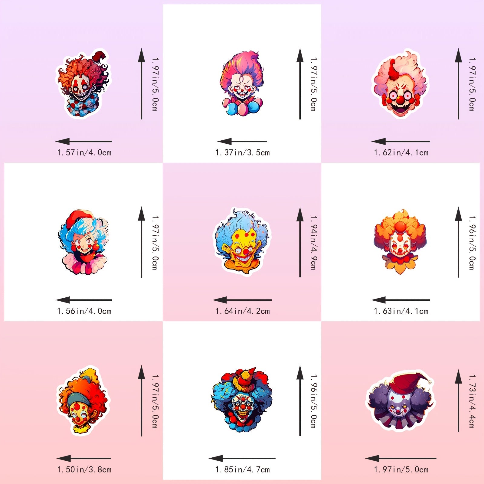 50pcs Funny Clown Graffiti Stickers Laptop Helmet DIY Waterproof Stickers