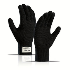 Men's Knitted Gloves Velvet Thickened Warm Touch Screen Cycling Gloves