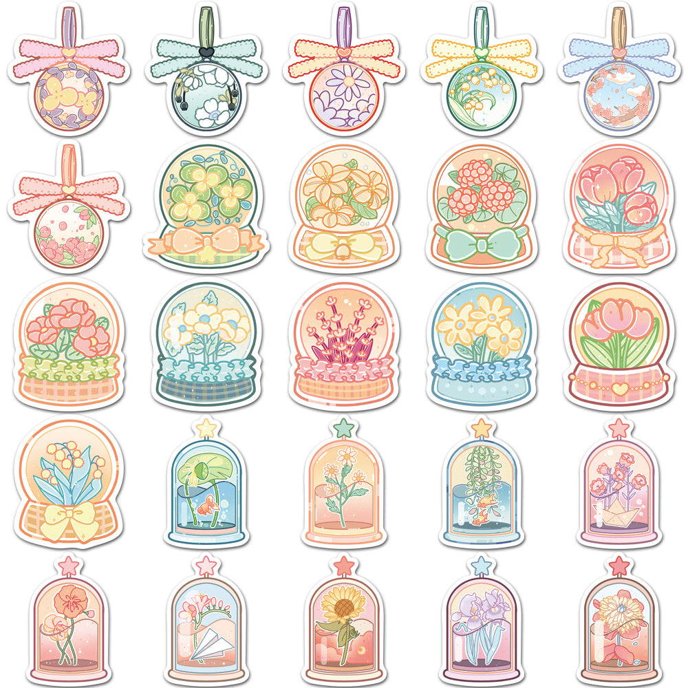 50pcs Flower Club Graffiti Waterproof Stickers