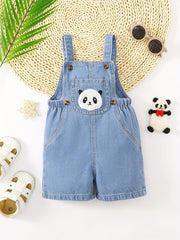 Baby Panda Embroidery Denim Overalls Romper Clothes