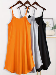 3-Pack Plus Size Nightdress Set Women's Plus Solid Round Neck Medium Stretch