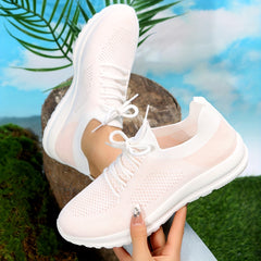 Women's Breathable Knit Sneakers Lightweight Lace Up Shoes