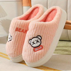 Women's Fluffy Slippers Slip On Round Toe Non-slip Home Shoes