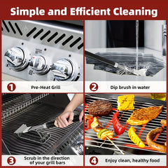 3-in-1 Grill Brush BBQ Cleaner Scraper for Gas, Porcelain, and Charbroil Grates