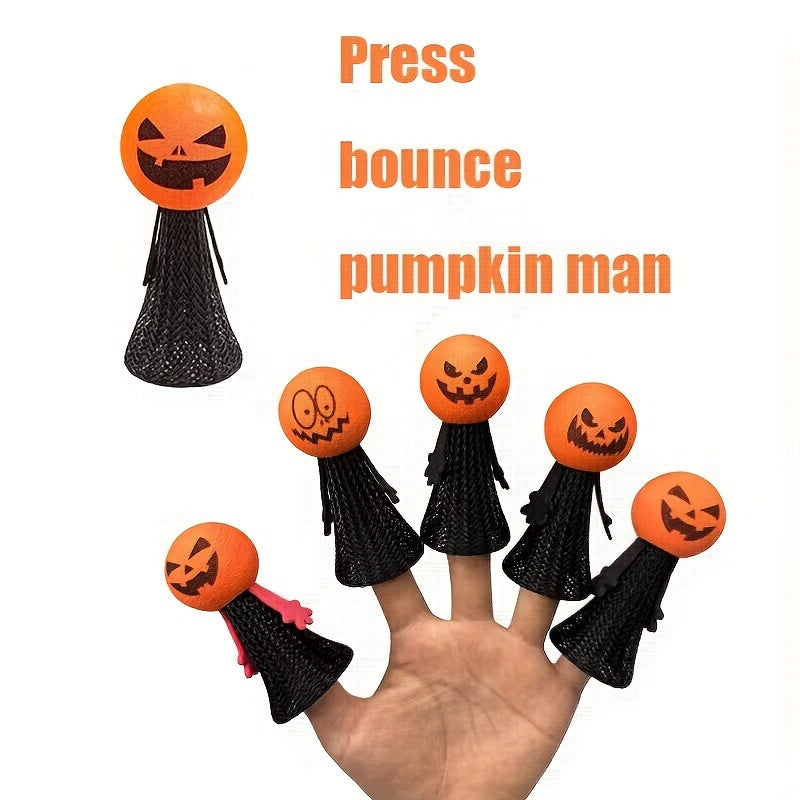 2pcs Jumping Pumpkin Man Finger Hand Puppet Christmas Halloween Gift