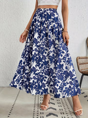 Floral Print Elastic Waist Skirt for Women
