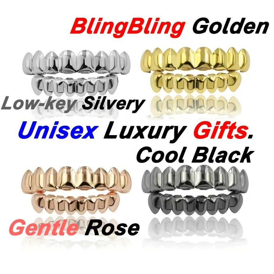 Silvery Teeth Grillz Set Top & Bottom Hip Hop Rapper Jewelry