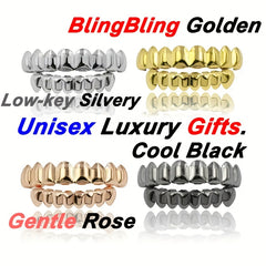 Silvery Teeth Grillz Set Top & Bottom Hip Hop Rapper Jewelry