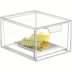 2pcs Stackable Makeup Organizer Storage Drawer Acrylic Bathroom Organizer