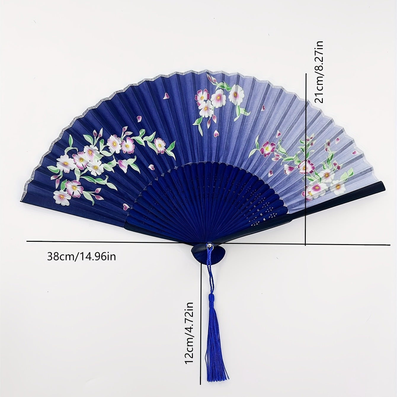 Vintage Flower Folding Fan Dance Performance Fan With Tassel