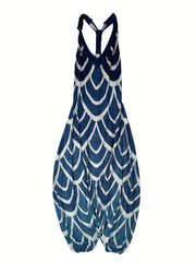 Floral Print V Neck Harem Jumpsuit Women's Clothing