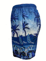 Coconut Tree Beach Pattern Swim Trunks Quick Dry Beach Shorts Men's Swimwear