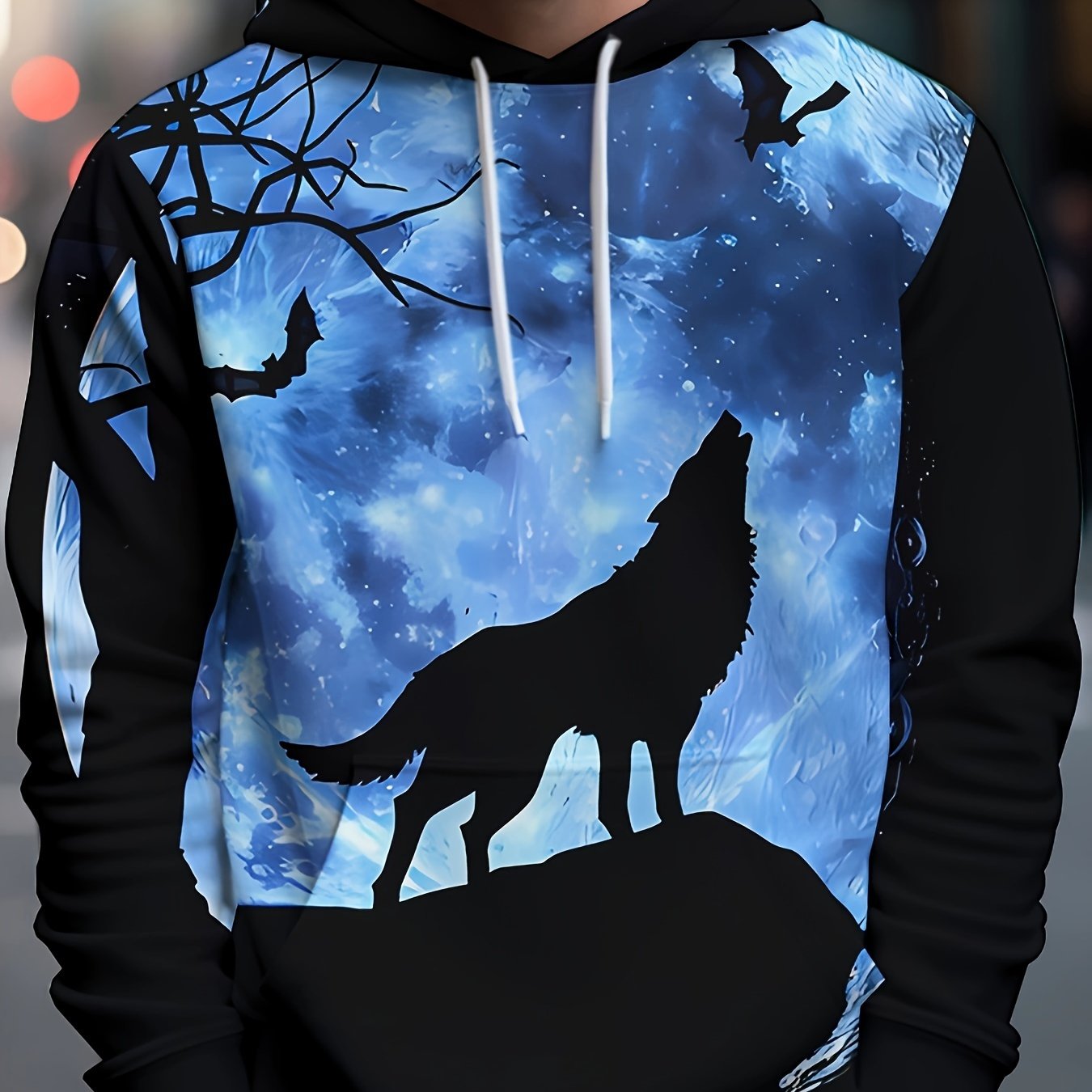 Wolf 3D Print Hoodie Men Graphic Hooded Pullover