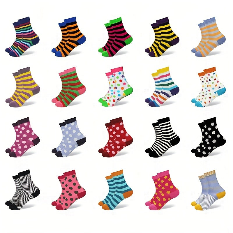 10pairs Girls Kids Comfy Crew Socks Block Socks Children's Socks