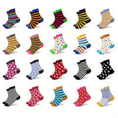10pairs Girls Kids Comfy Crew Socks Block Socks Children's Socks