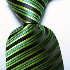 Men's Green Orange Stripe Tie