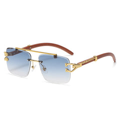 Wood Grain Leopard Head Sunglasses