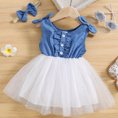 Baby Girls Denim Top Mesh Skirt