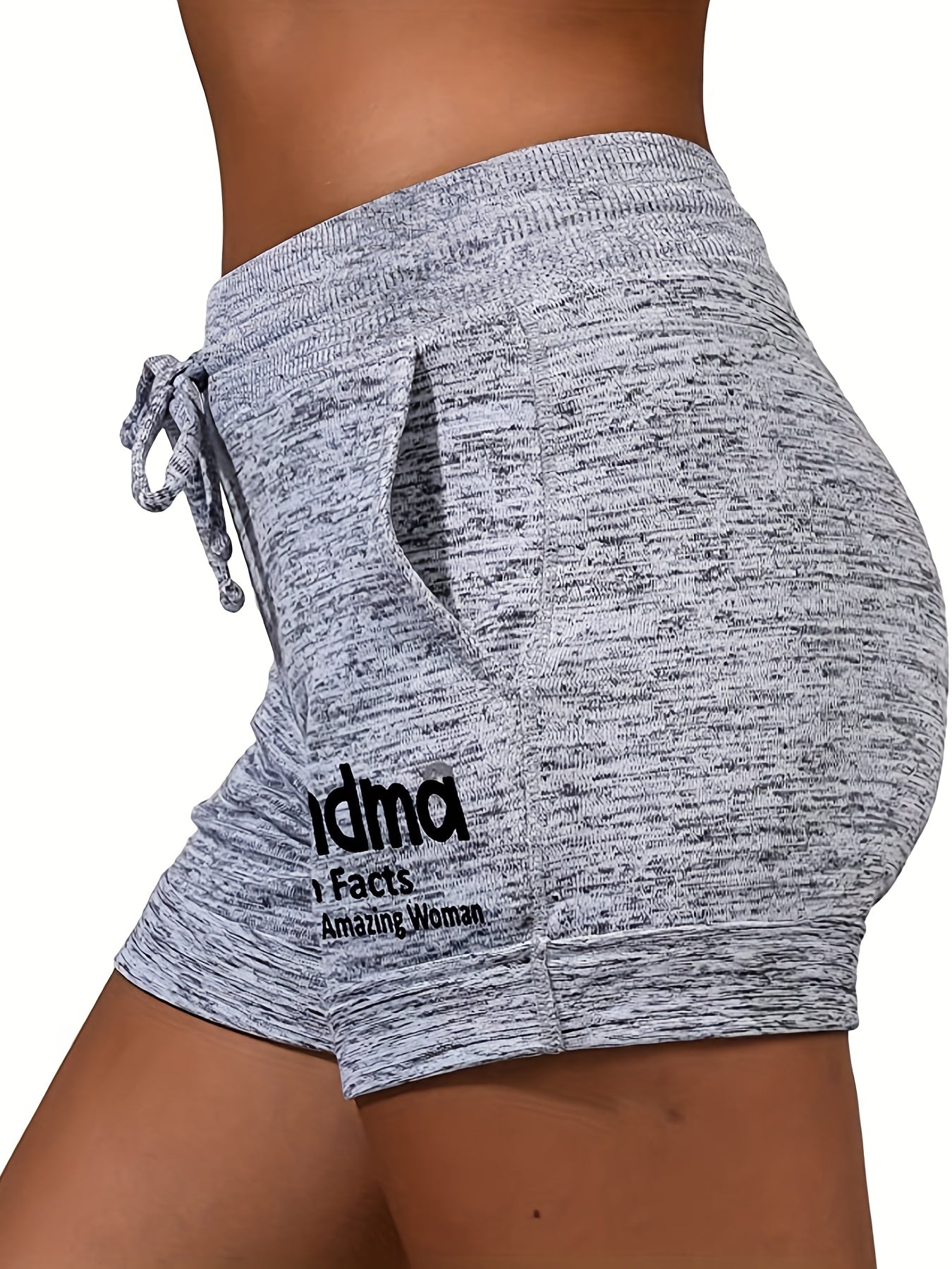 Letter Print Drawstring Casual Shorts for Women