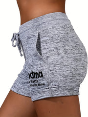 Letter Print Drawstring Casual Shorts for Women