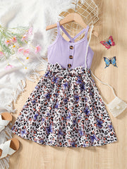 Toddler Girls Butterfly & Leopard Crisscross Back Cami Dress