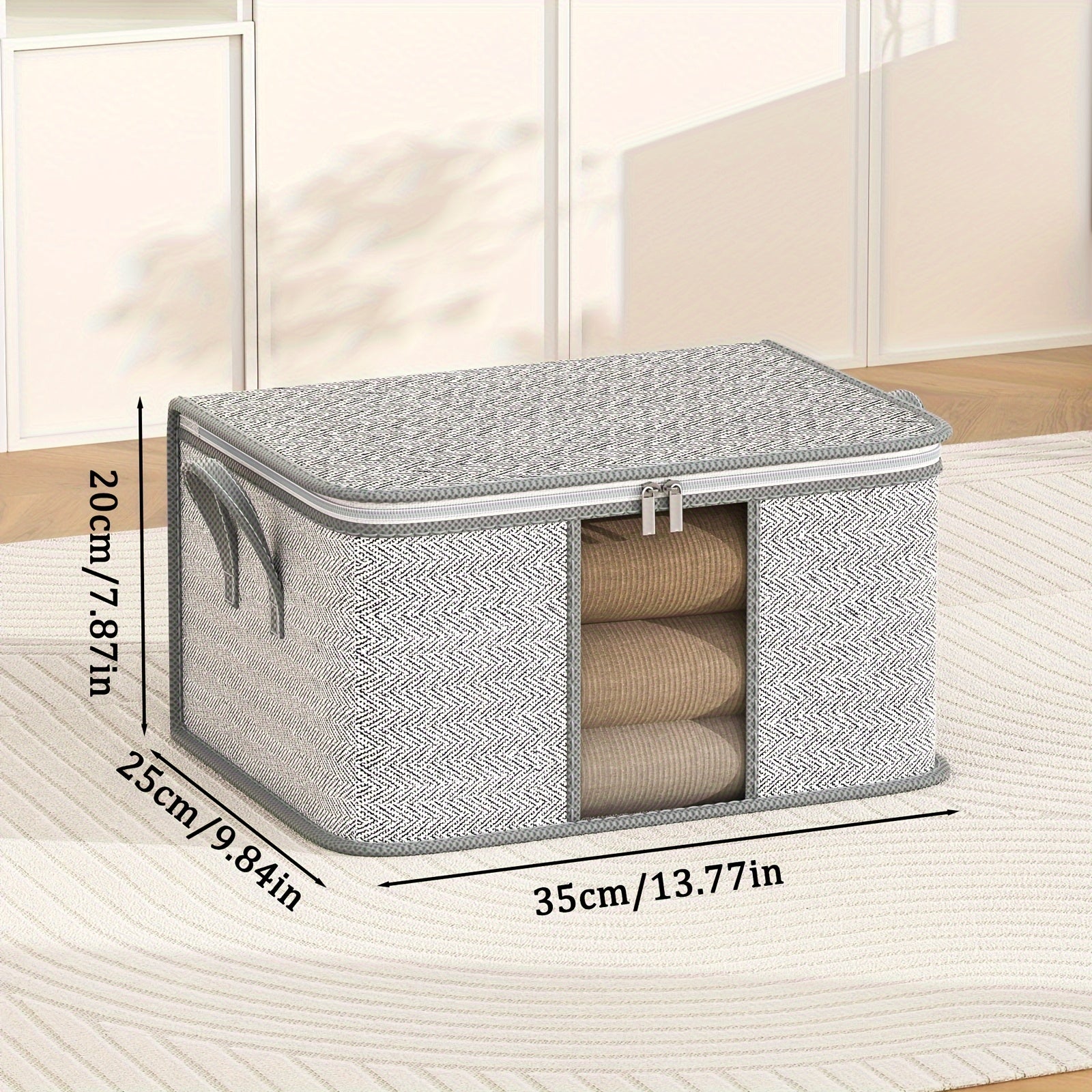 1pc Clothes Storage Bag With Handles & Window Non Woven Fabric Clothes Bag