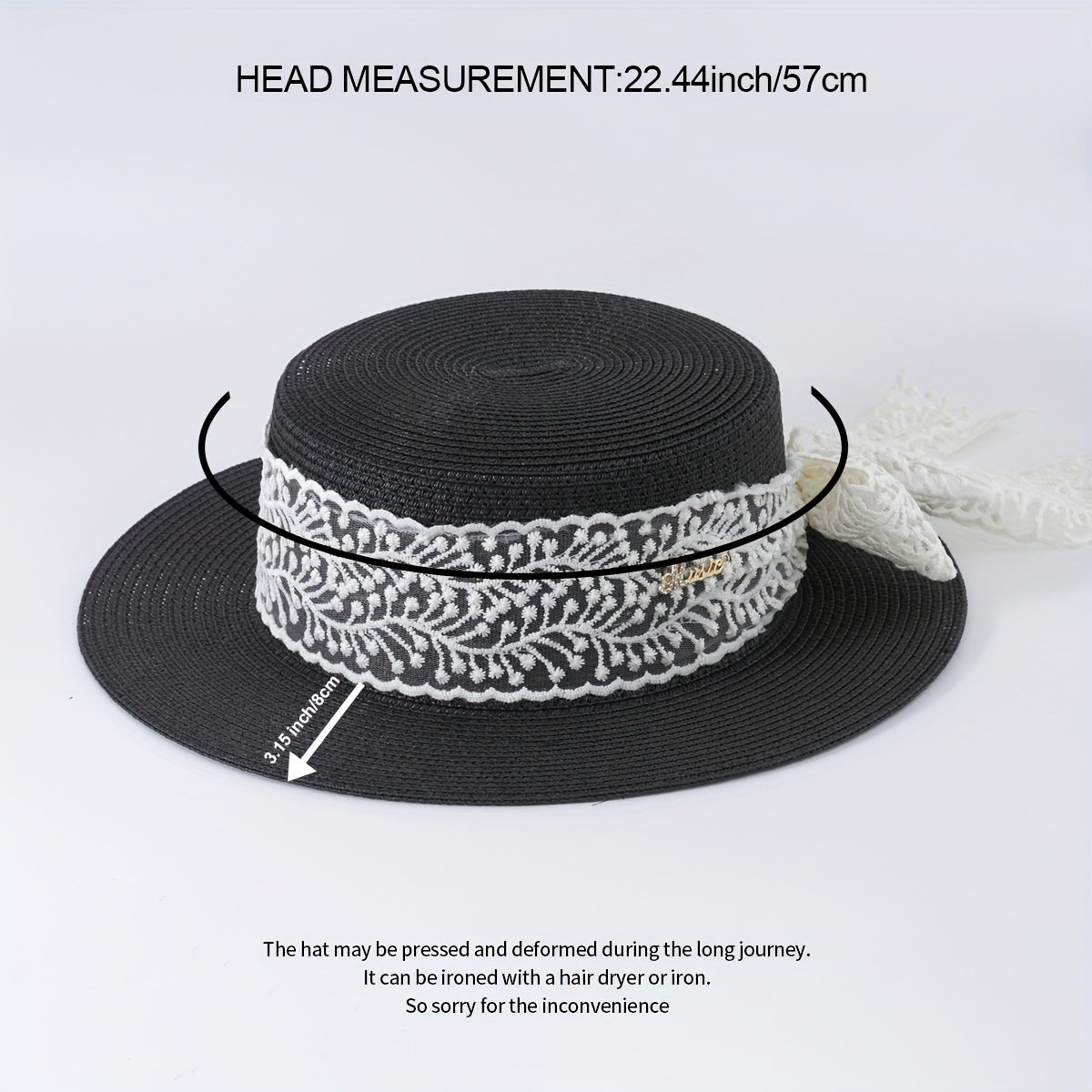 Lace Ribbon Bowknot Sun Hat Jazz Fedora Cap Straw Hat