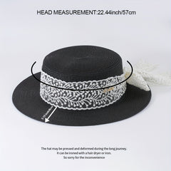 Lace Ribbon Bowknot Sun Hat Jazz Fedora Cap Straw Hat