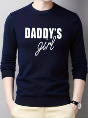 Daddy's Girl Knitted Sweater Men's Warm Pullover for Fall Winter