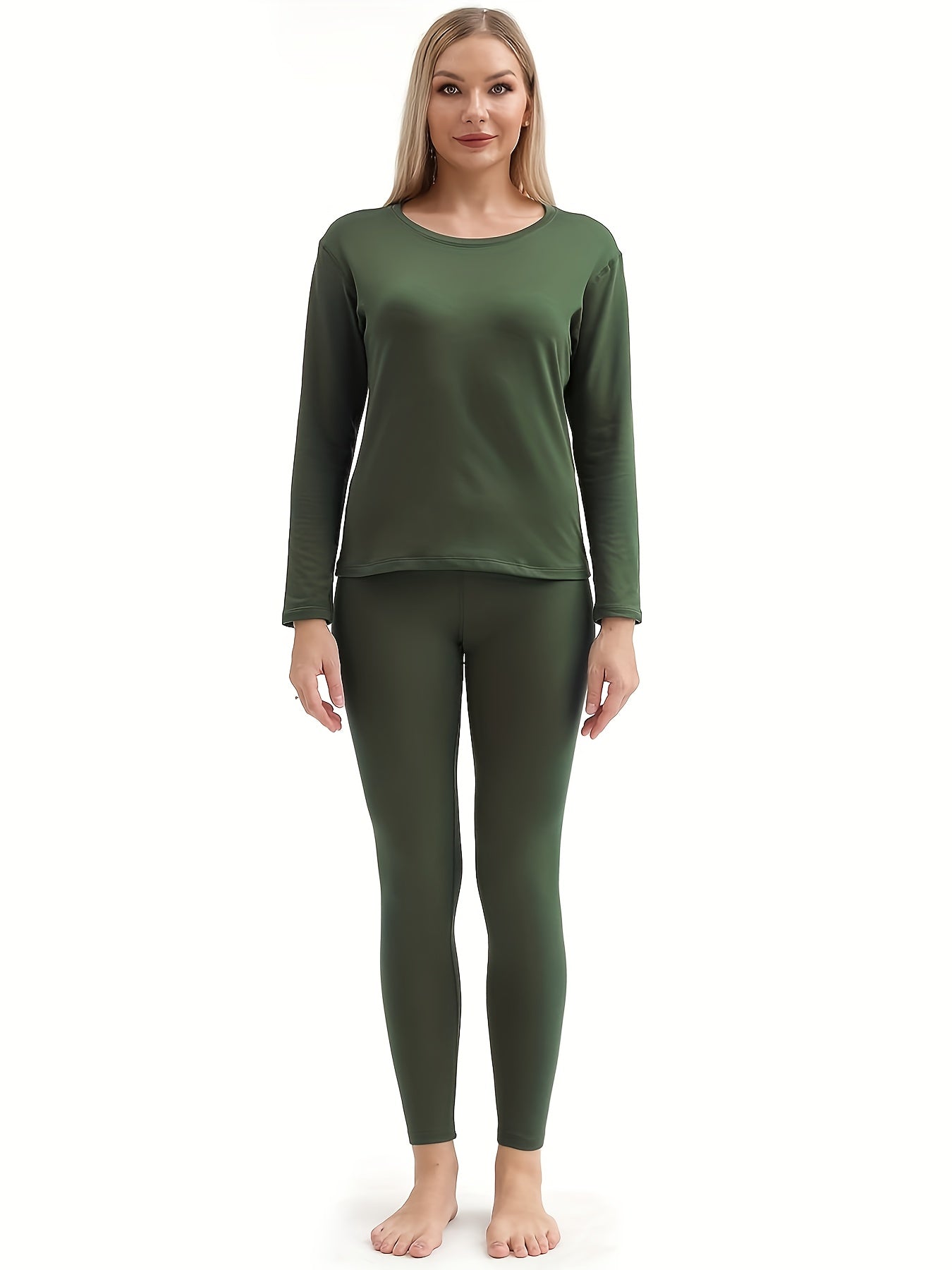 Women's Thermal Underwear Set Soft Base Layer Skiing Winter Warm Top & Leggings