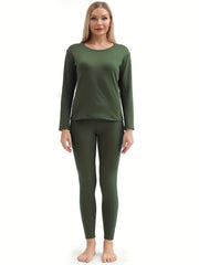 Women's Thermal Underwear Set Soft Base Layer Skiing Winter Warm Top & Leggings