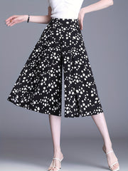 Floral Print Split Culottes High Waist Pants