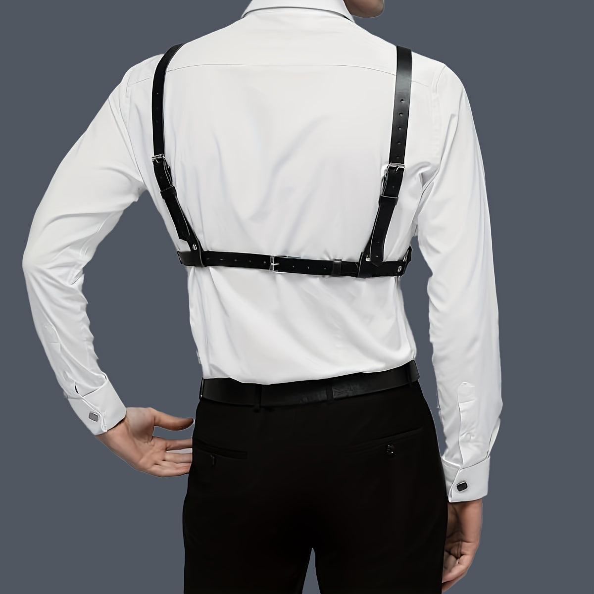 Men's PU Leather Suspenders Gothic Belt Adjustable Body Chest Belt