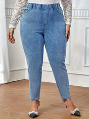 Elastic High Rise Stretch Jeans
