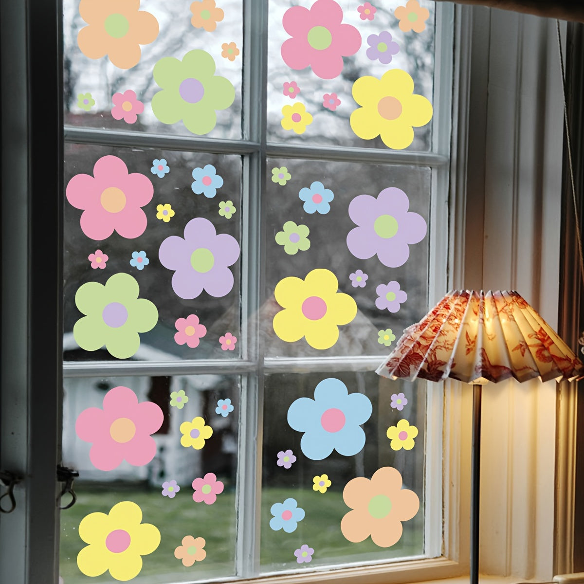 9pcs Flowers Glass Anti-collision Window Decoration Set