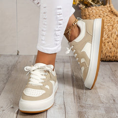 Women's Classic Small Shoes Faux Leather Lace Up Low Top Walking Shoes
