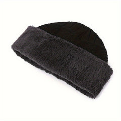 Winter Velvet Lining Knitted Hat Scarf Gloves Set Touch Screen Thermal Gloves