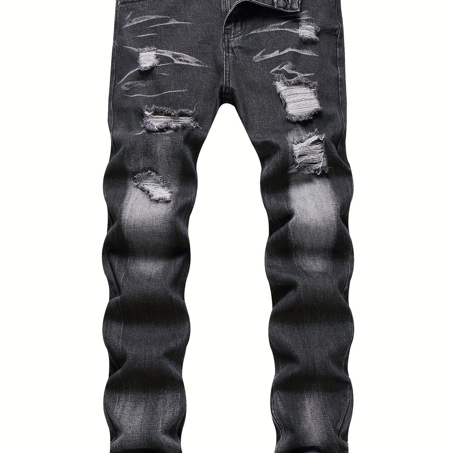 Slim Fit Ripped Jeans Mens Casual Street Style Distressed Denim Pants