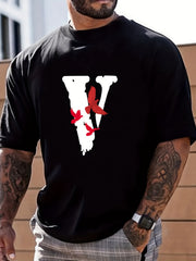 V & Pigeon Print Men's Graphic Crew Neck T shirt Casual Tee for Summer