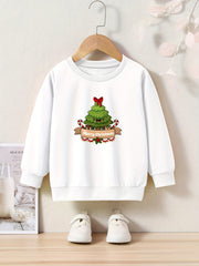 Candy Cane Tree Graphic Crew Neck Long Sleeve Sweatshirt for Kids