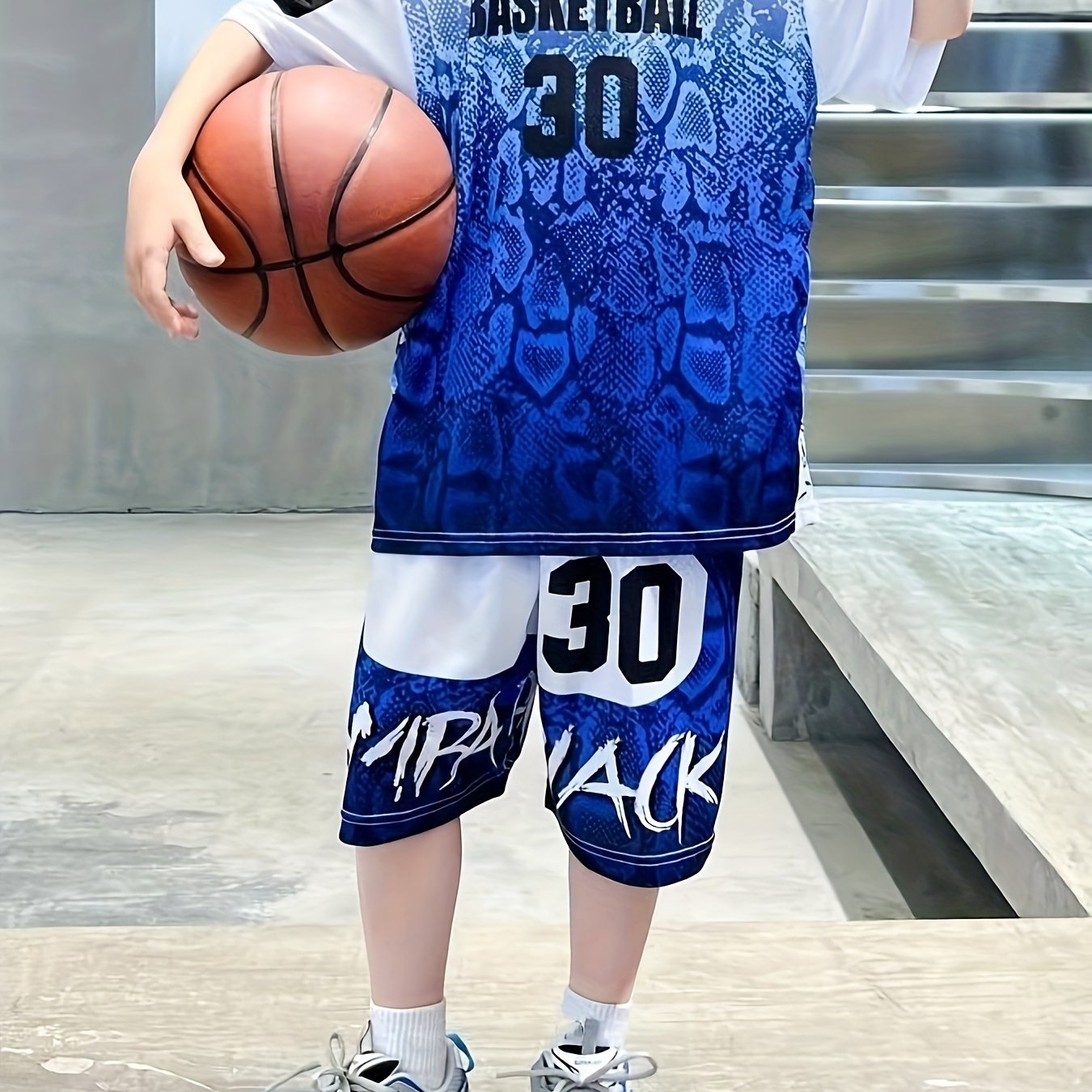 Boys Basketball Jersey Set Breathable Letter Print
