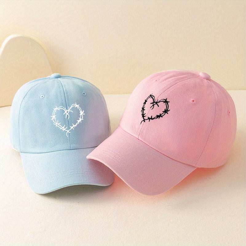 Couple Baseball Cap Heart Printed Solid Dad Hats For Women & Men