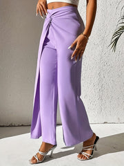 Solid High Waist Wide Leg Pants