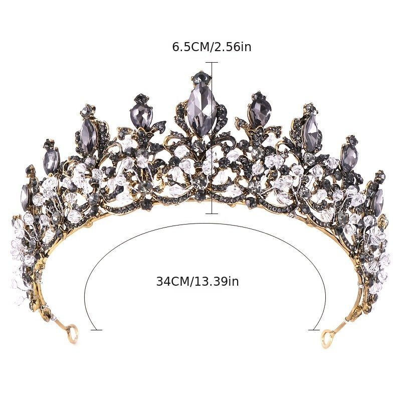 Vintage Rhinestone Crown Tiara Princess Birthday Cosplay Baroque Hair Accessory