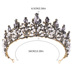 Vintage Rhinestone Crown Tiara Princess Birthday Cosplay Baroque Hair Accessory