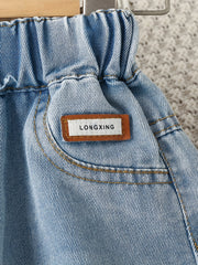 Girls Wide Leg Jeans Washed Denim Baggy Pants